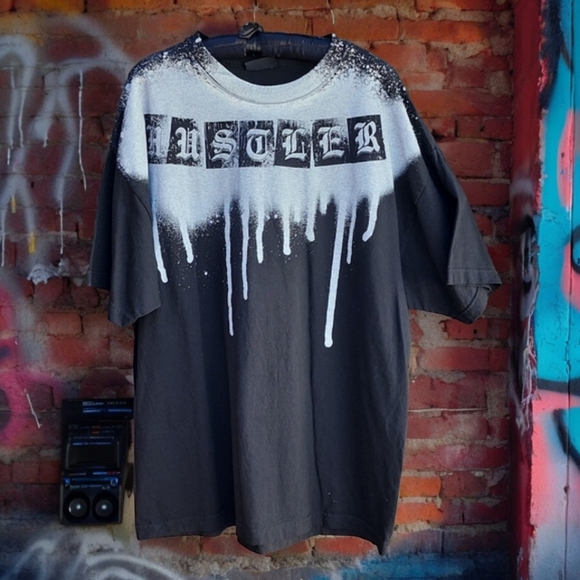 Vintage Other - Vintage Y2K Hustler Brand Grafitti Paint Drip Old School Graphic Tee 2X, XXL